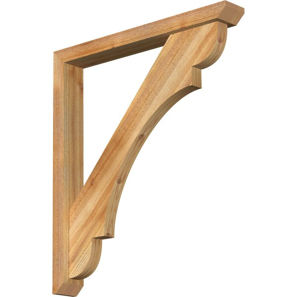 Ekena Millwork Olympic Slat Rough Sawn Bracket w/ Offset Brace, Western Red Cedar, 4"W x 30"D x 34"H BKT0402X30X34OLY06RWR - main